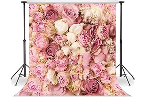 Floral Backdrop: WOLADA 8x8FT Photography Backdrop, Pink Flower Wall Backdrop for Wedding, Engagement