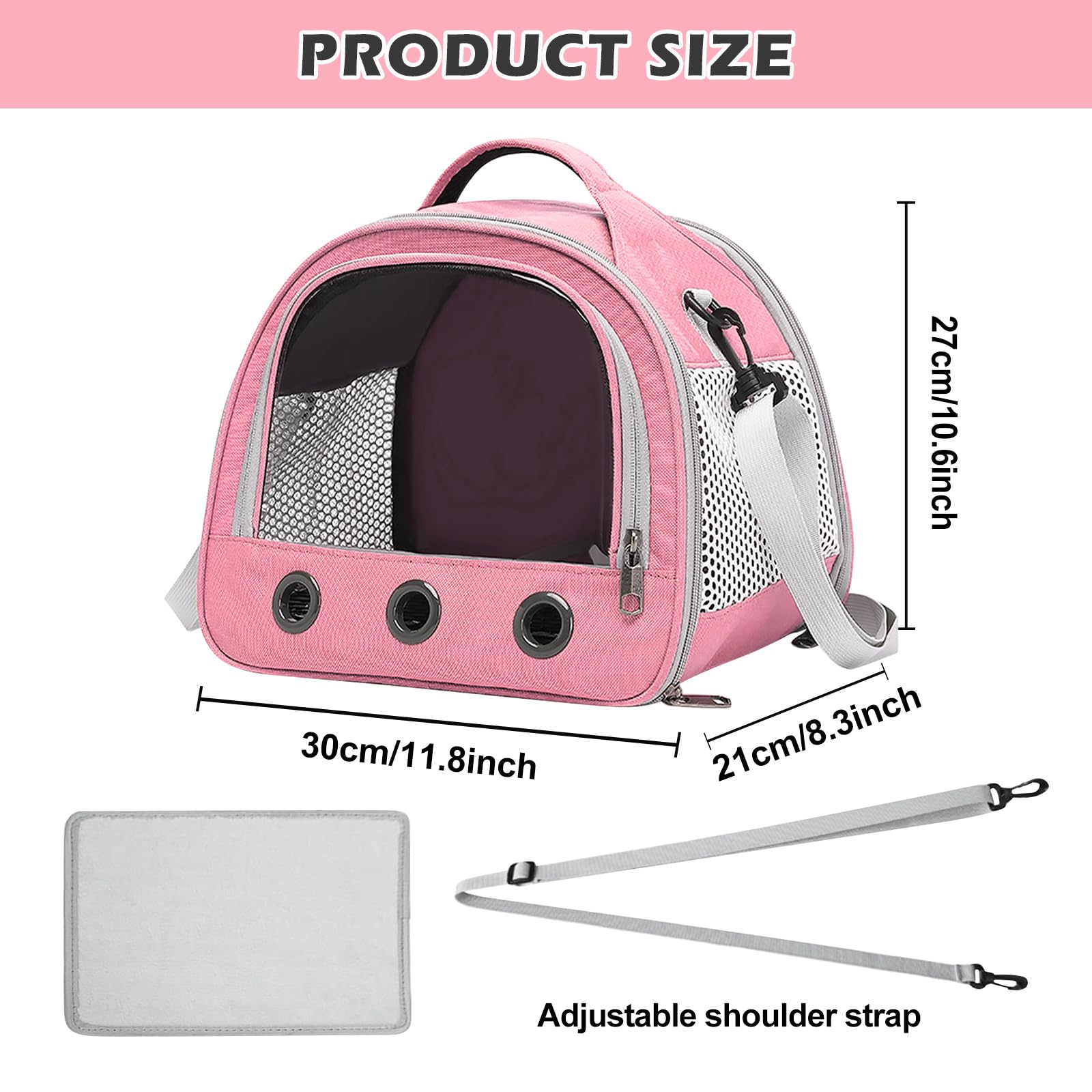 Sac de Transport pour Petits Animaux, Sac Transport Chat Chien, Cage Transport Lapin, Sac Chat Portable, Sac Voyage Chat Pliable, Sac de Voyage pour Animal, pour Oiseaux, Chatons, Chiots, Hamsters (P)