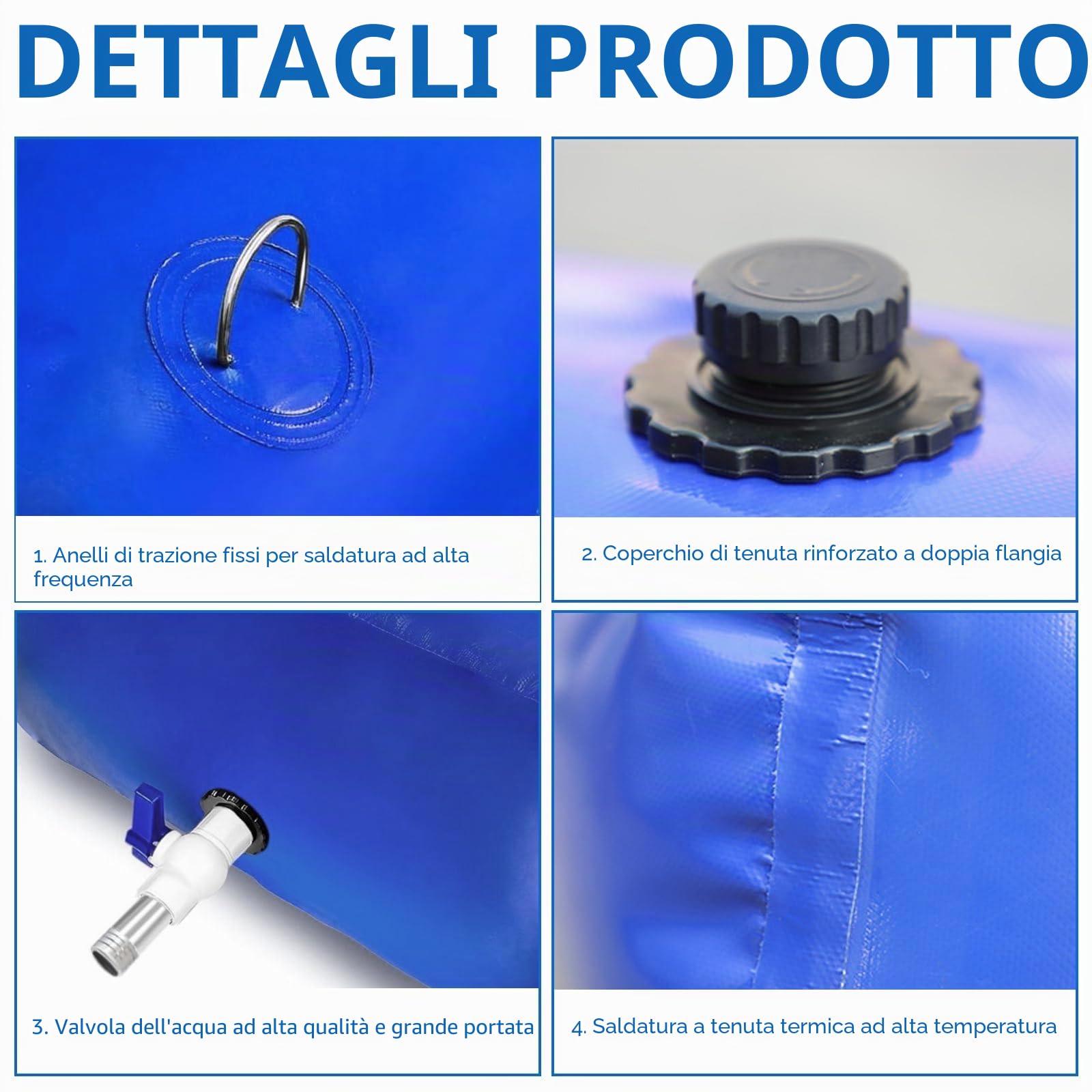 Sacca di Stoccaggio dell'Acqua da 110 L, Serbatoio Acqua per Camper, Serbatoio d'Acqua Pieghevole Borsa, Bidone Acqua con Rubinetto, per L'Irrigazione di Emergenza del Giardino Acquatico