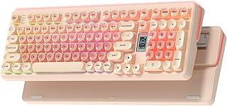 Keymatic Foundation Mechanical Keyboard,98% Pink Creamy Keyboard Gaming Keyboard,3 Mode with Multimedia Screen,RGB Backlit,Jelly MOA Profile keycaps for Win/Mac,Pink