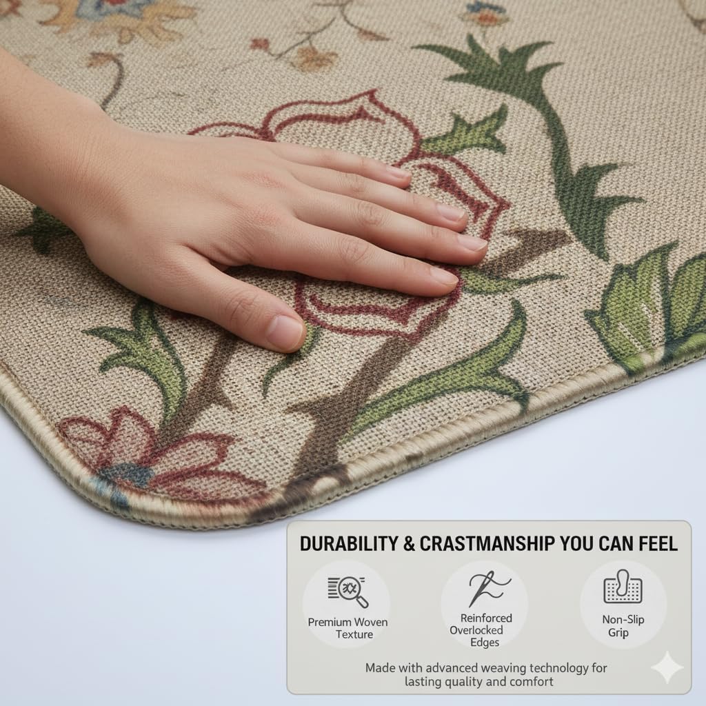 Vintage Boho Car Floor Mats-Non-Slip Rubber Backing,Front (26.8x17.3in) & Rear (13x17.3in) Set-Water Absorbing, Durable Automotive Floor Liners with Stylish Patterns