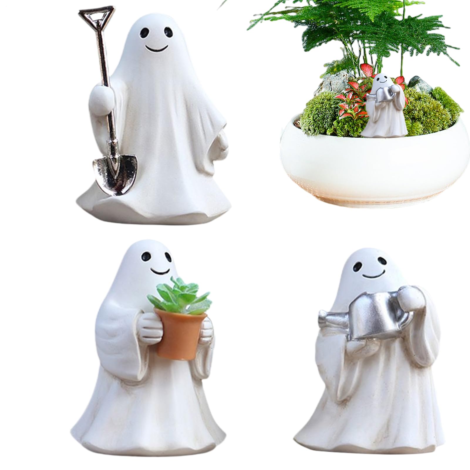 Décorations d'Halloween en résine fantôme durable pour pots sans taches