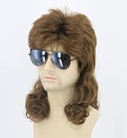 Topcosplay 70-es/80-as Évek Mullet Paróka - Barna Göndör Haj Farsangra, Halloweenre, Hőálló Szintetikus Szálak, 58-62 cm 5