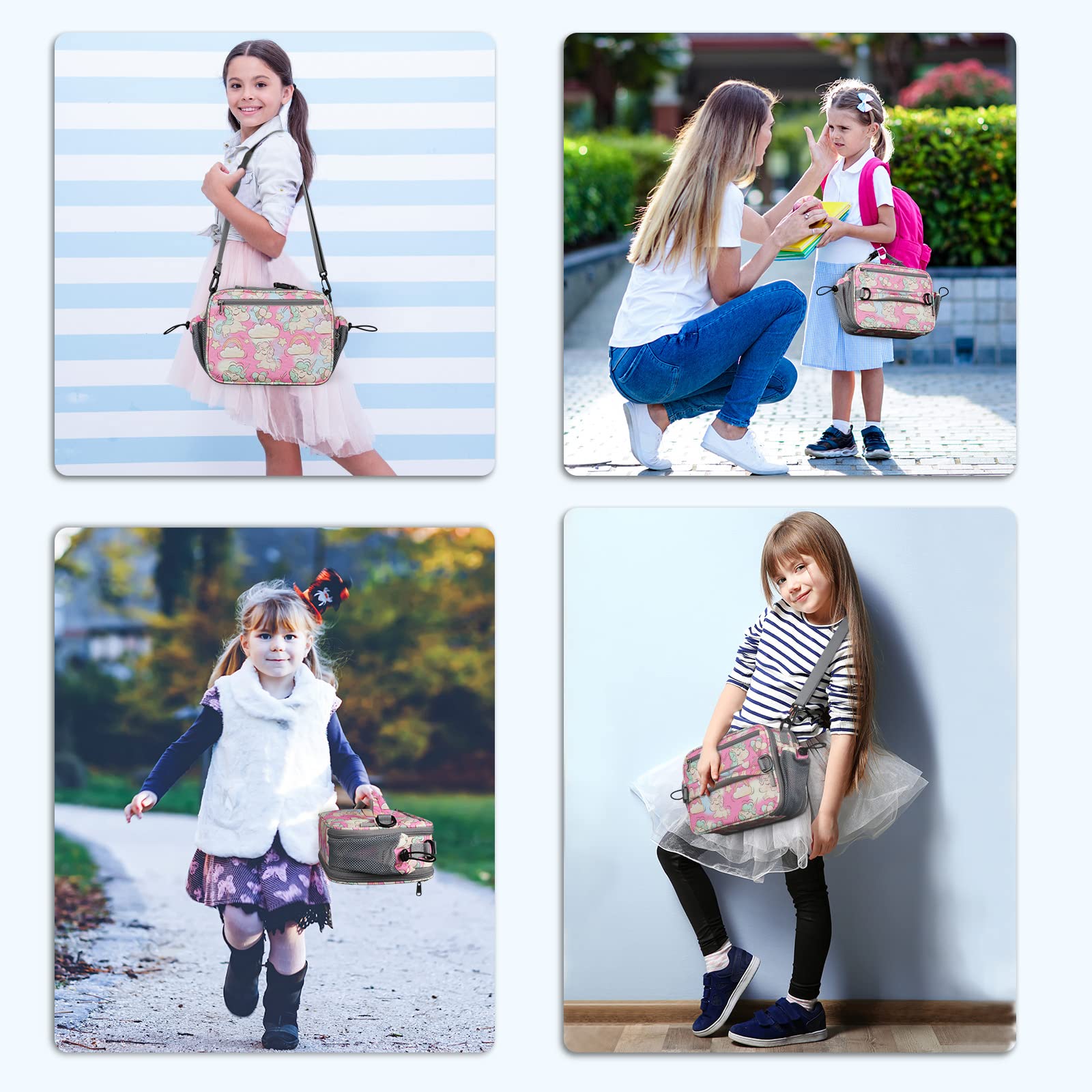 Maelstrom Lunchbox für Kinder, erweiterbare Kinder-Lunchbox, isolierte Lunchtasche für Kinder, wiederverwendbare Lunchtasche für Junge/Mädchen, 9 l, Ballon-Einhorn (KB02-MSLB02-6)