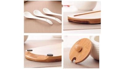 Leeonz Porcelain Condiment Jar Spice Container with Lids
