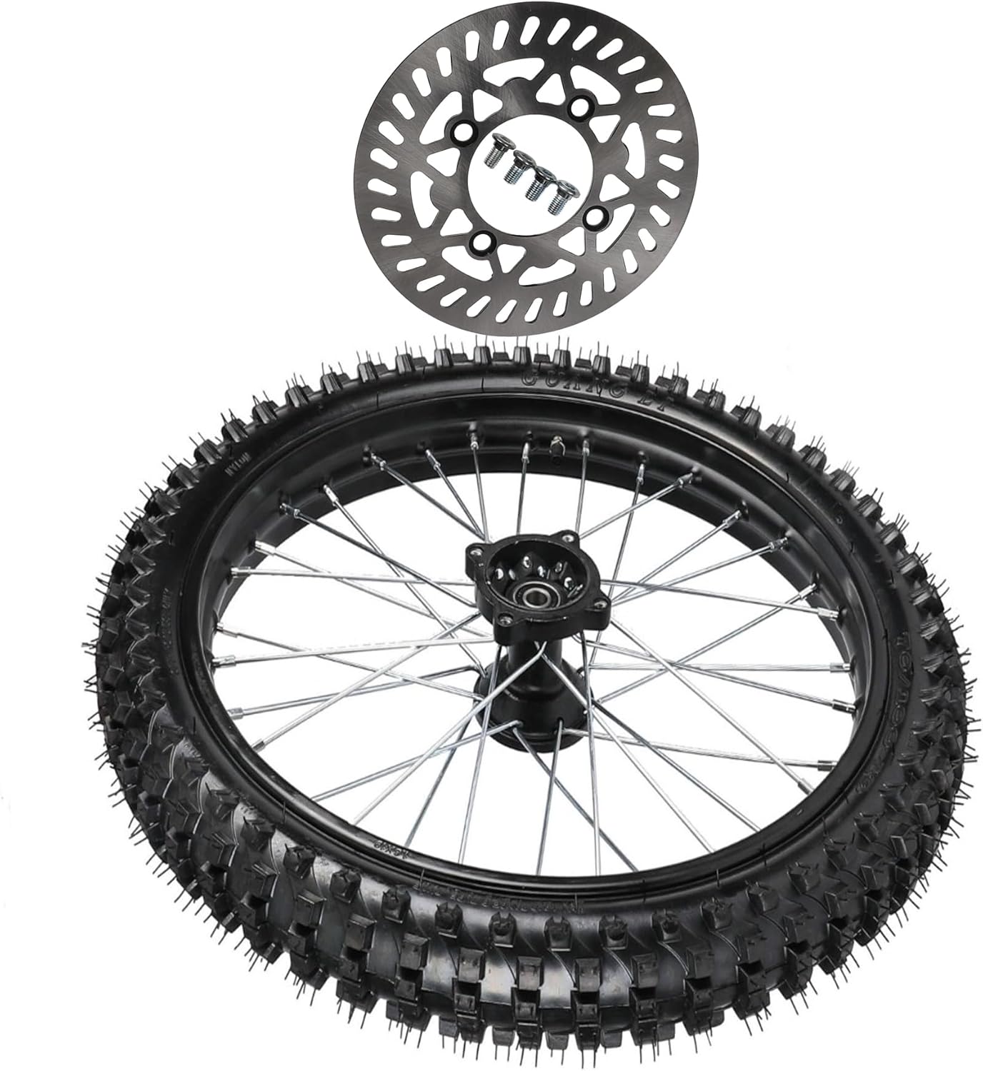 70/100-19 Front Dirt Bike Wheel with 1.6x19 Rim, Tire, Inner Tube, Bearings, and 210mm Disc Brake Rotor for Off-Road Bikes Dirt Pit Bikes 110cc 125cc 150cc 200cc CRF TTR KLX Taotao