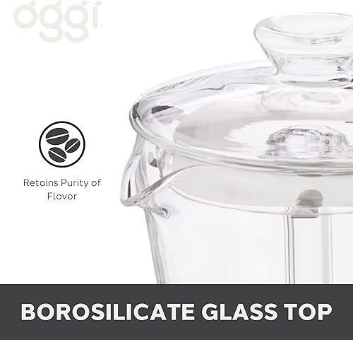 Miniatura 3 de Oggi Cafetera de café expreso para estufa, cafetera italiana de vidrio borosilicato de 4 tazas (4 onzas)