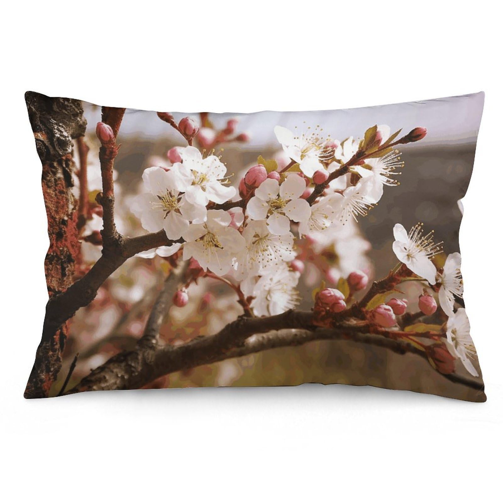 2 Pack Pillow Cases for Hair and Skin, Soft Breathable Pillow Case Covers with Hidden Zipper, Plum Tree Blossom Pillowcase 20"x30" Pillow Covers for Sleeping Gift