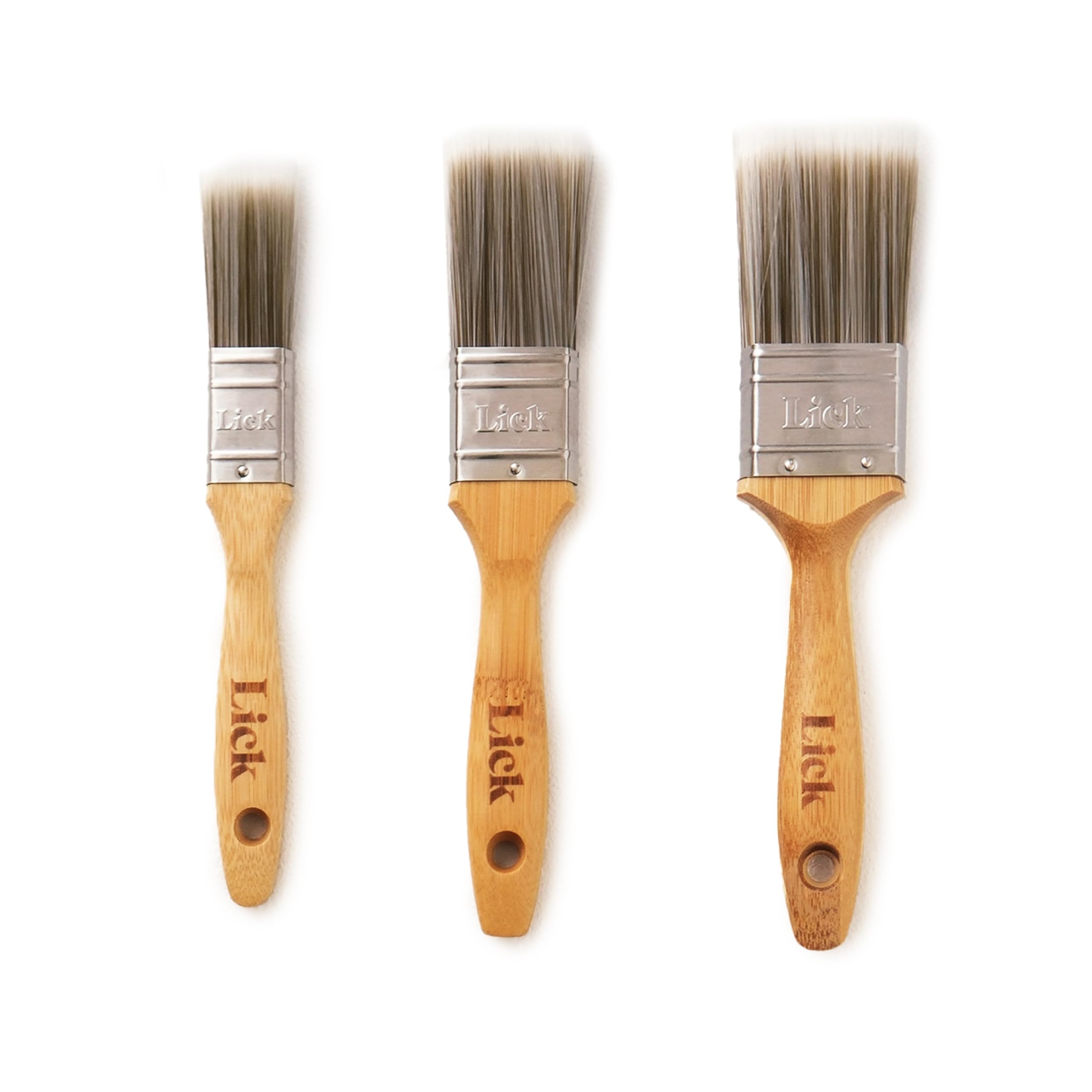 Lick Bamboo 3 Pack Flat Brushes – Flat Paintbrushes, Sustainable, Bamboo, Paint Brush Set, Small & Large Brushes for DIY, Walls, Ceilings, Paint Brush Set for Decorating