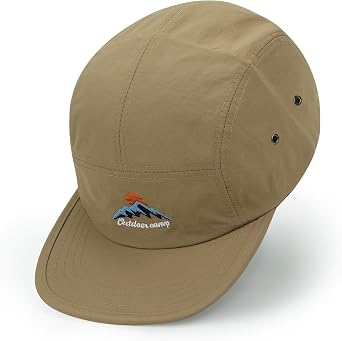 CLAPE Quick Dry 5 Panel Hat, Moisture-Wicking Water-Resistant Flat Brim Cap