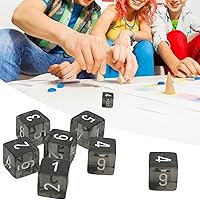 Vista 2 de 5 dados de números de juego, divertido juego de dados negros para toda la familia, juego de dados poliédricos de esquina redonda de plástico de 0.63