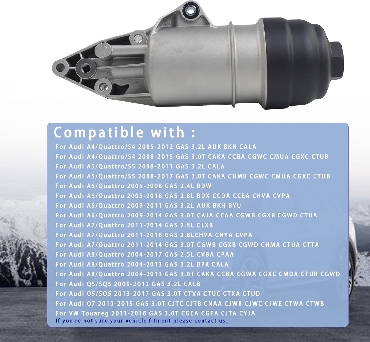 Upgrade Aluminum Engine Oil Filter Housing Compatible with Audi A4 2005-2008 A5 2008-2014 A6 A7 A8 Quattro Q5 Q7 2010-2015 RS5 S4 S5 SQ5