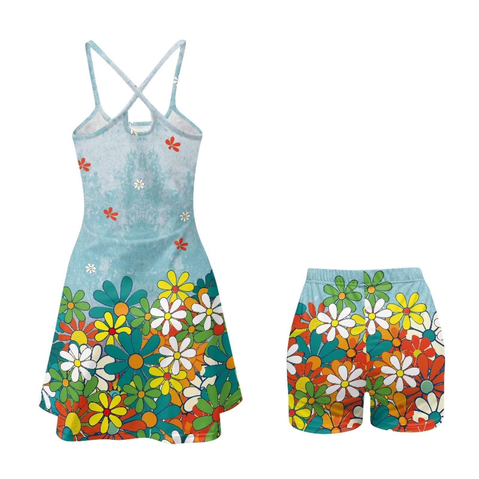Biyejit Abito da tennis da donna con tasche e bretelle, estivo, da golf, atletica, taglie XS-2XL