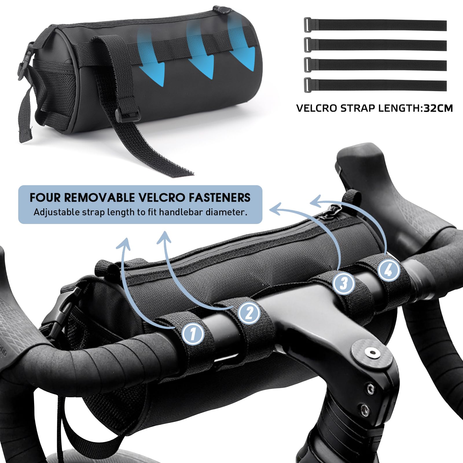 Borsa Da Manubrio Per Bici ZIMAOER, 1L, Ultraleggera (128g), Impermeabile, Riflettente, Con Tracolla, Per Bici Da Corsa, MTB E Gravel - 3