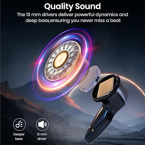 Miniatura 6 de Auriculares inalámbricos Bluetooth 5.4 35H estéreo de graves profundos con ruido ENC Call Cool Gaming Bluetooth auriculares con 25 ms, IP5 modo dual