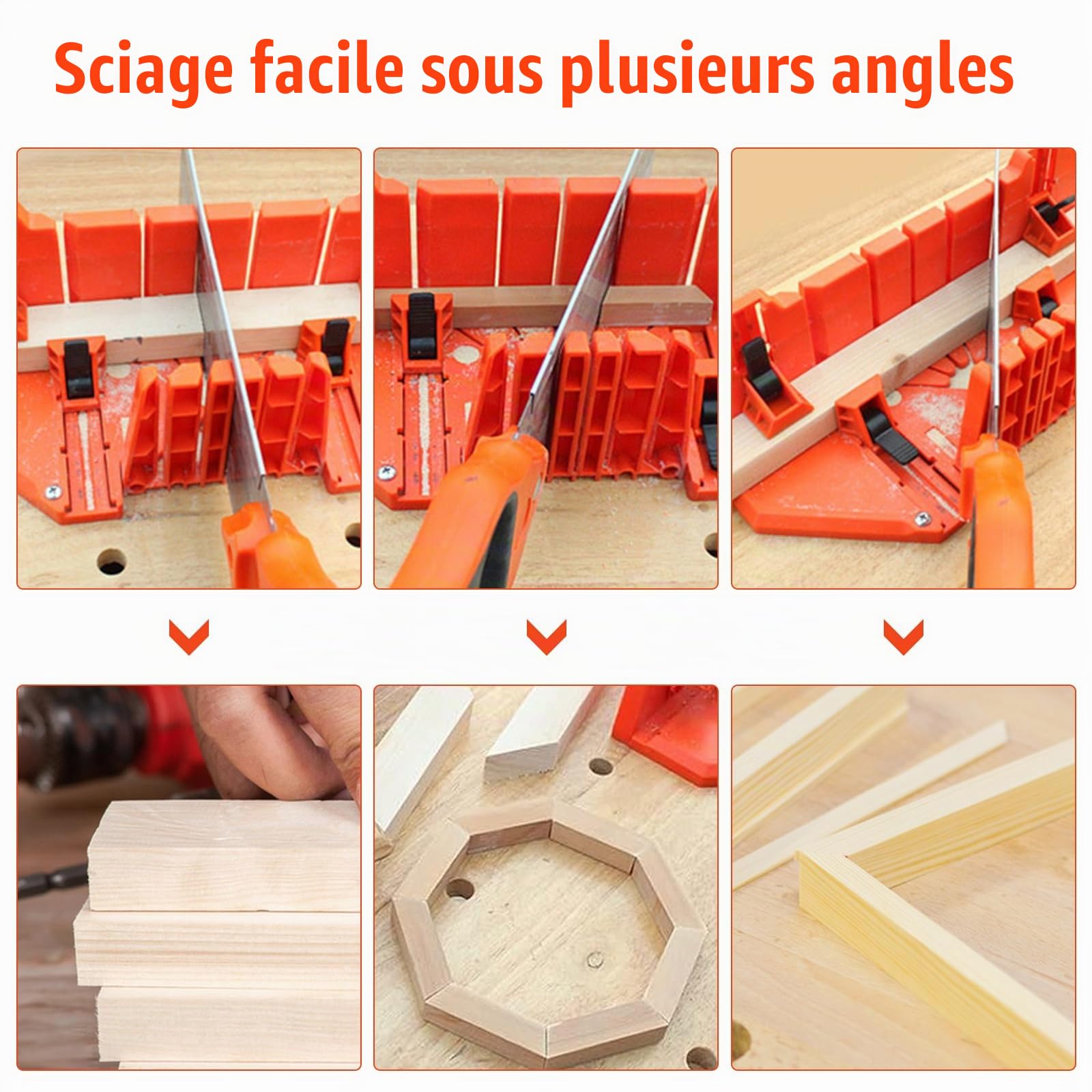 GAESHOW Boîte à onglets en plastique, outil de coupe, 35,5 cm, avec pince, outil de matériel, scie à main pour travaux architecturaux, coupe du bois et artisans