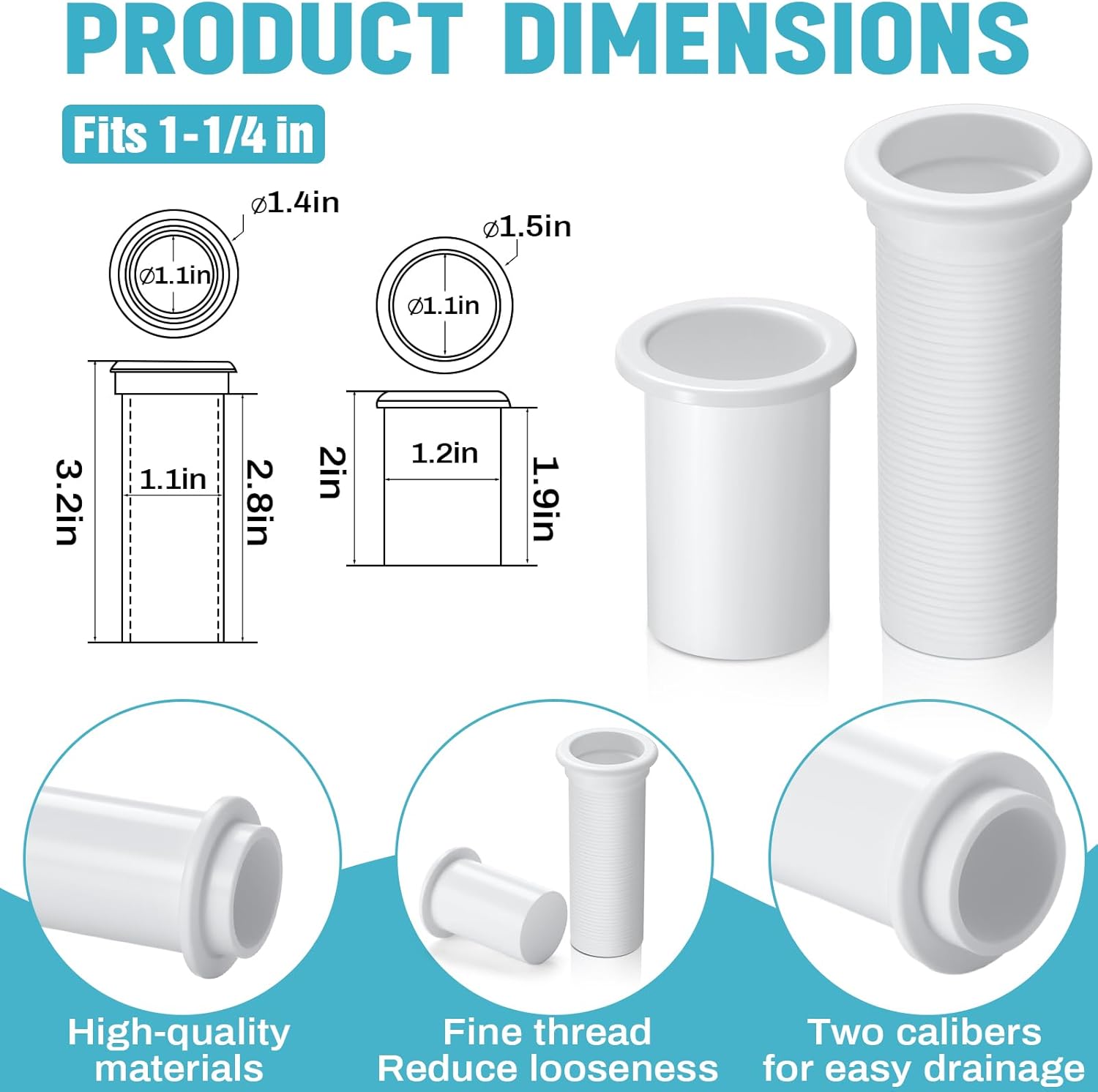 Yaocom Adjustable Splashwell Drain Pipe Opening Plastic Livewell Overflow Drain Pipe for Boat Water Marine Splashwell Livewell Overflow Transom Installation