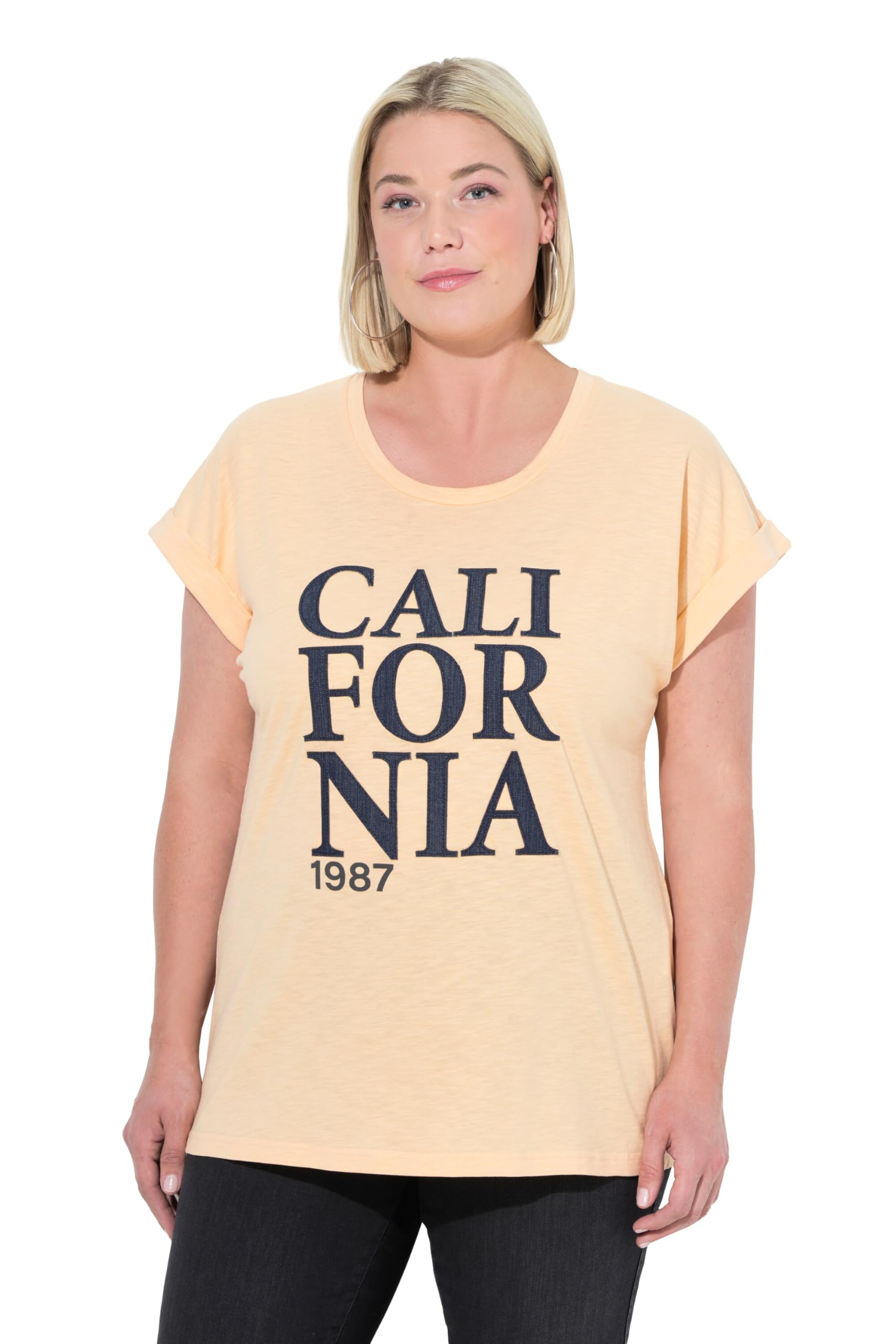Ulla Popken Damen große Größen Übergrößen Plus Size T-Shirt, California, Oversized, Rundhals, Halbarm 838699