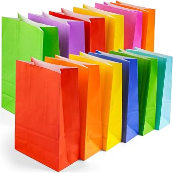 CGHHUI 24PCS Kraft Gift Bags, 8 Colored Small Paper Treat Bags Party Favor Bags goodie bags For Birthday, Christmas, Party, Wedding, Baby Shower, Gifts, Lunch, Sweets