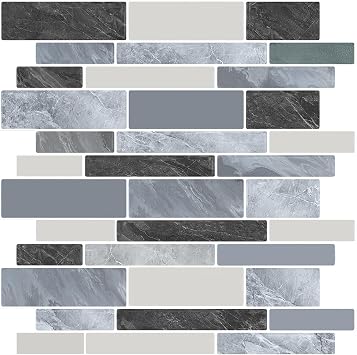 Vinyl Peel and Stick Subway Tile, 3D Adhesive Tiles for Kitchen Backsplash and Bathroom Back Splash 10 Sheets, 12"x12"