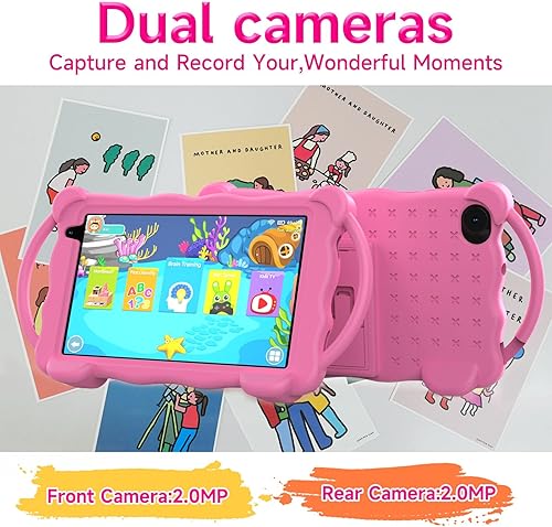 Miniatura 5 de Vyrolinia Tablet para niños de 7 pulgadas, Android 14.0 para niños pequeños, 4 GB RAM 32 GB ROM, Bluetooth, pantalla IPS, Google Play, YouTube,