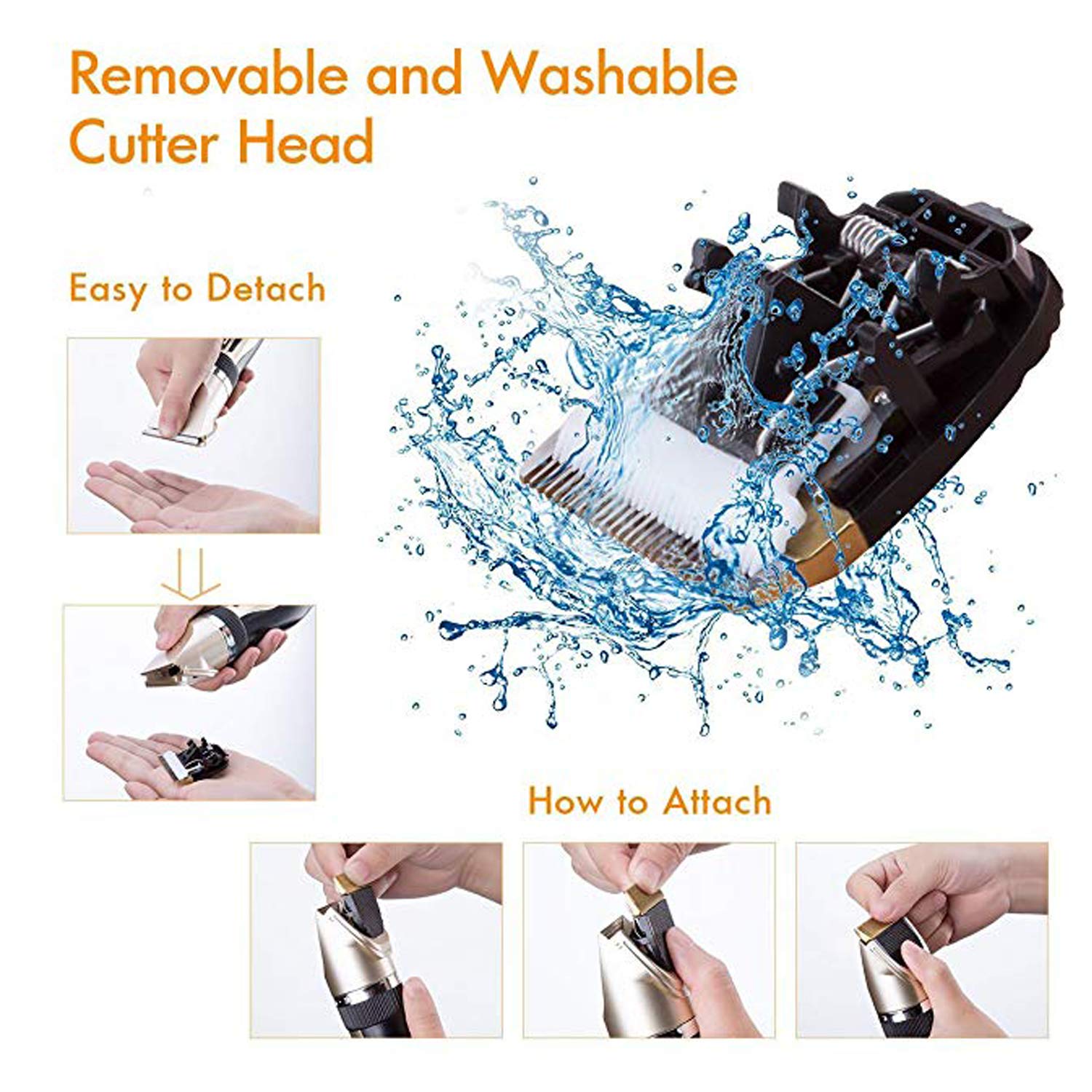 Tondeuse Chien Chat Charge Rapide Kit Rechargeable Rasoir Toilettage Lame Détachable Lavable Bruit Faible Or 17.5 * 4.5cm