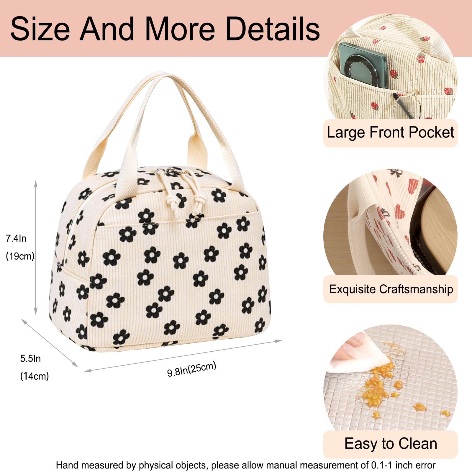 Lunch Bags for Women Insulated Cooler Lunch Bag Adults Kids Packed Lunch Box Tote Bag Cute Girls Ladies Lunch Bags for Work School Picnic Travel Beach Gifts for Women Her Wife Preppy Stuff - Image 2