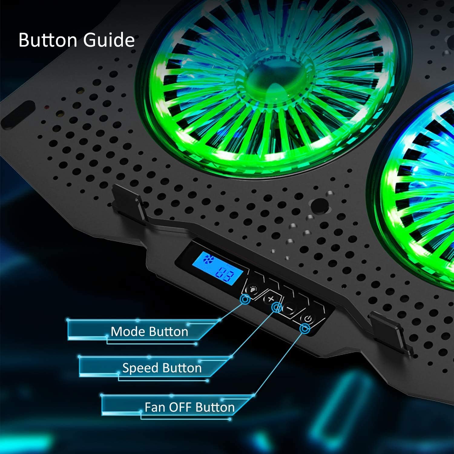 Frее Shірріng 🛒 AICHESON Full RGB Lights Laptop Cooling Cooler Pad 2 Turbine Fans for 15.6 - 17.3 Inch Gaming Notebooks Uр Tо 40% оƒƒ AICHESON Full RGB Lights Laptop Cooling Cooler Pad 2 Turbine Fans for 15.6 - 17.3 Inch Gaming Notebooks