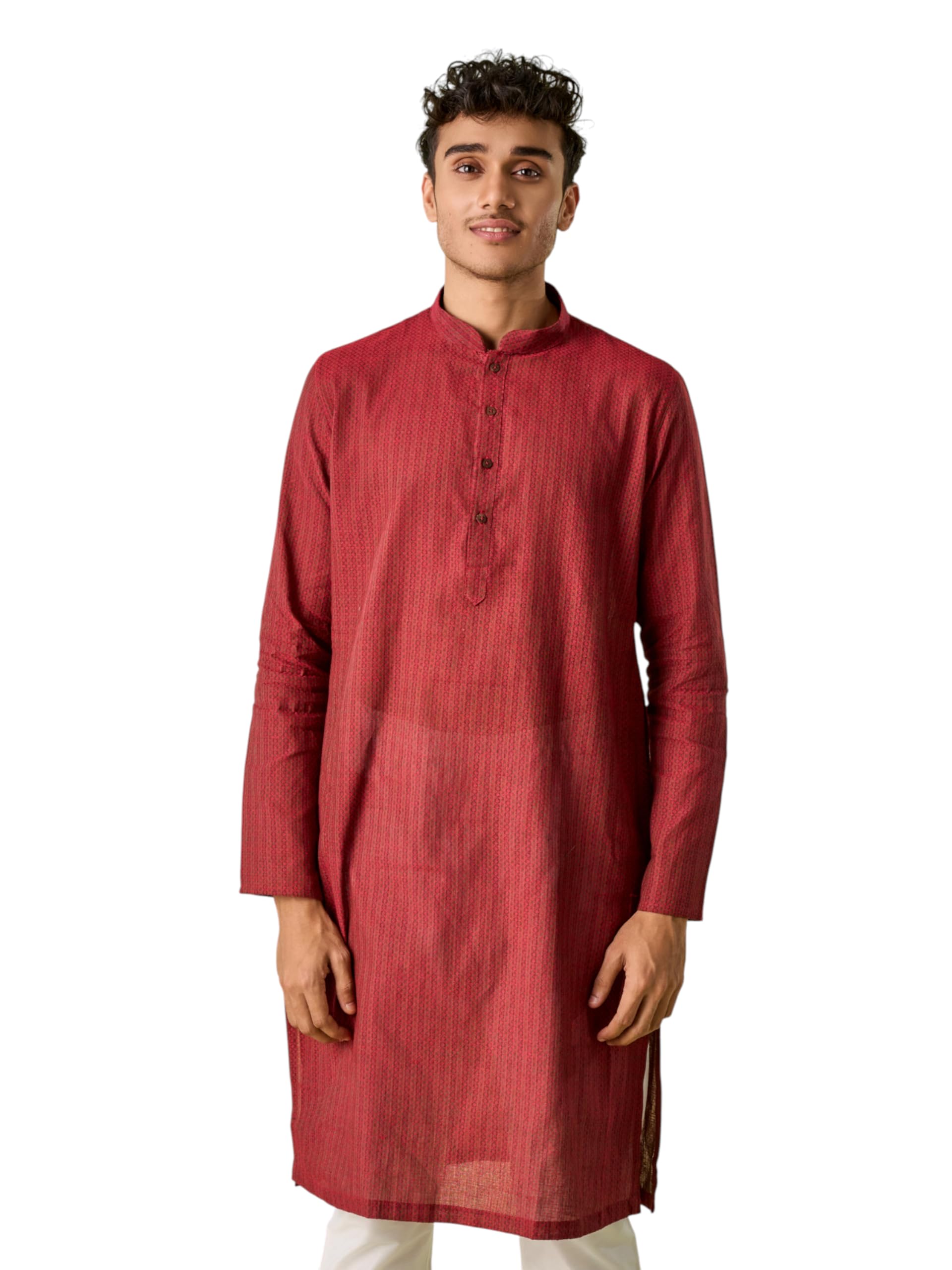diwas by manyavar Men's Cotton Textured Plain Kurta (1pc)-picture-39