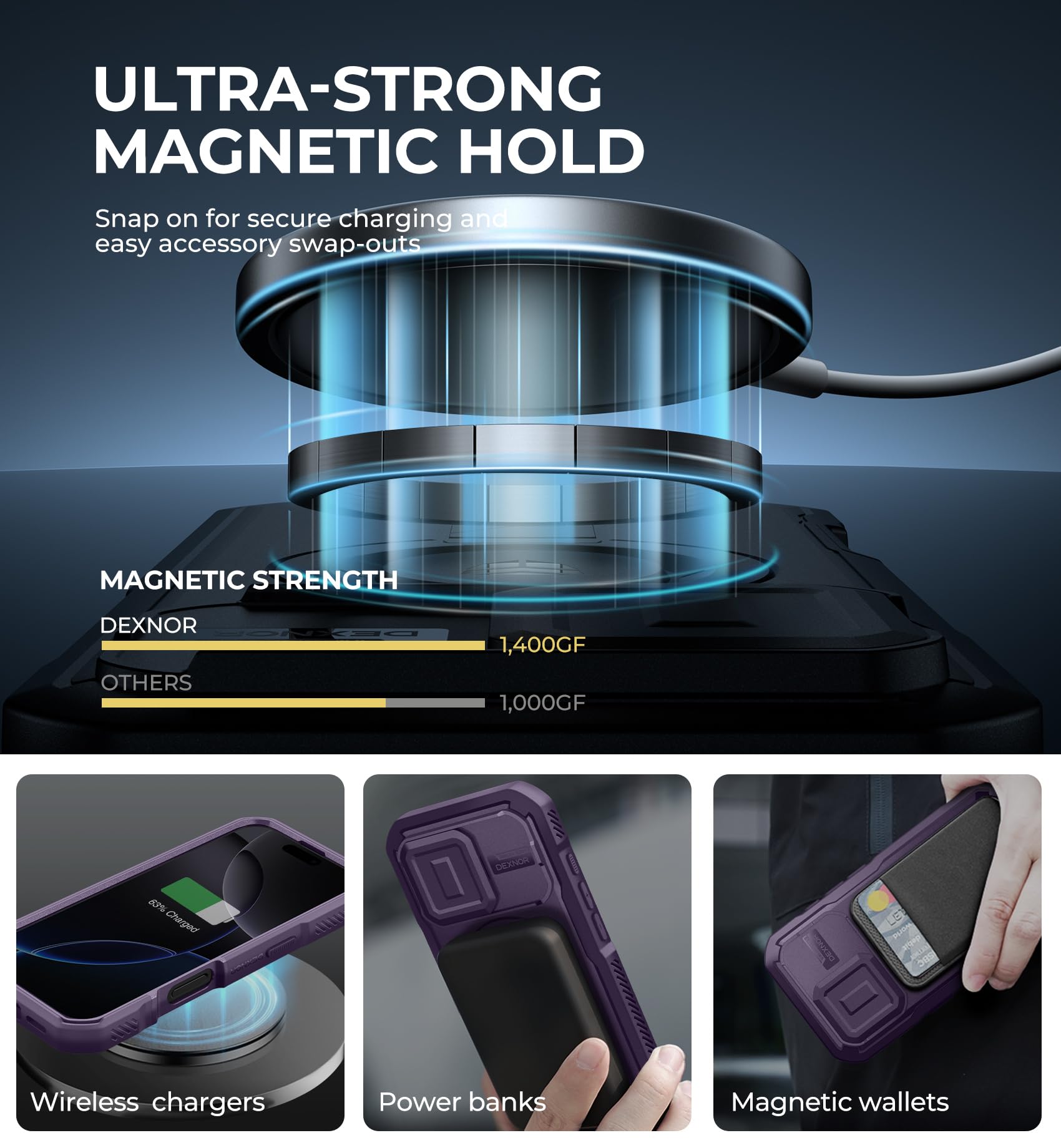 Dexnor for iPhone 16 Pro Magnetic Case With Slide Camera Cover & Adjustable Kickstand & Built-in Screen Protector - Image 3
