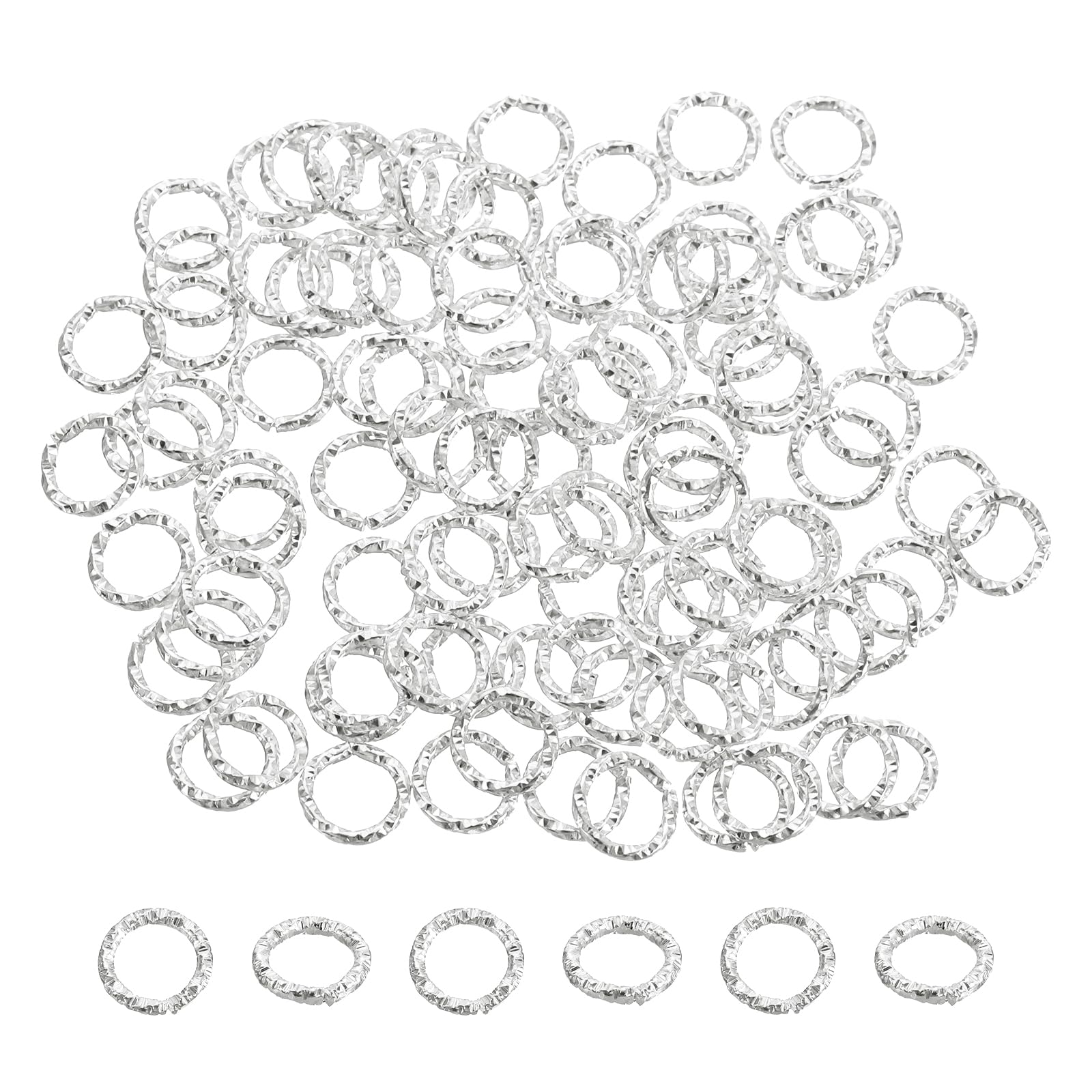 sourcing map 100Pcs Open Jump Rings, 8mm Twisted O-Ring Connectors for DIY Crafts Bracelet Necklaces Jewelry Making, Silver