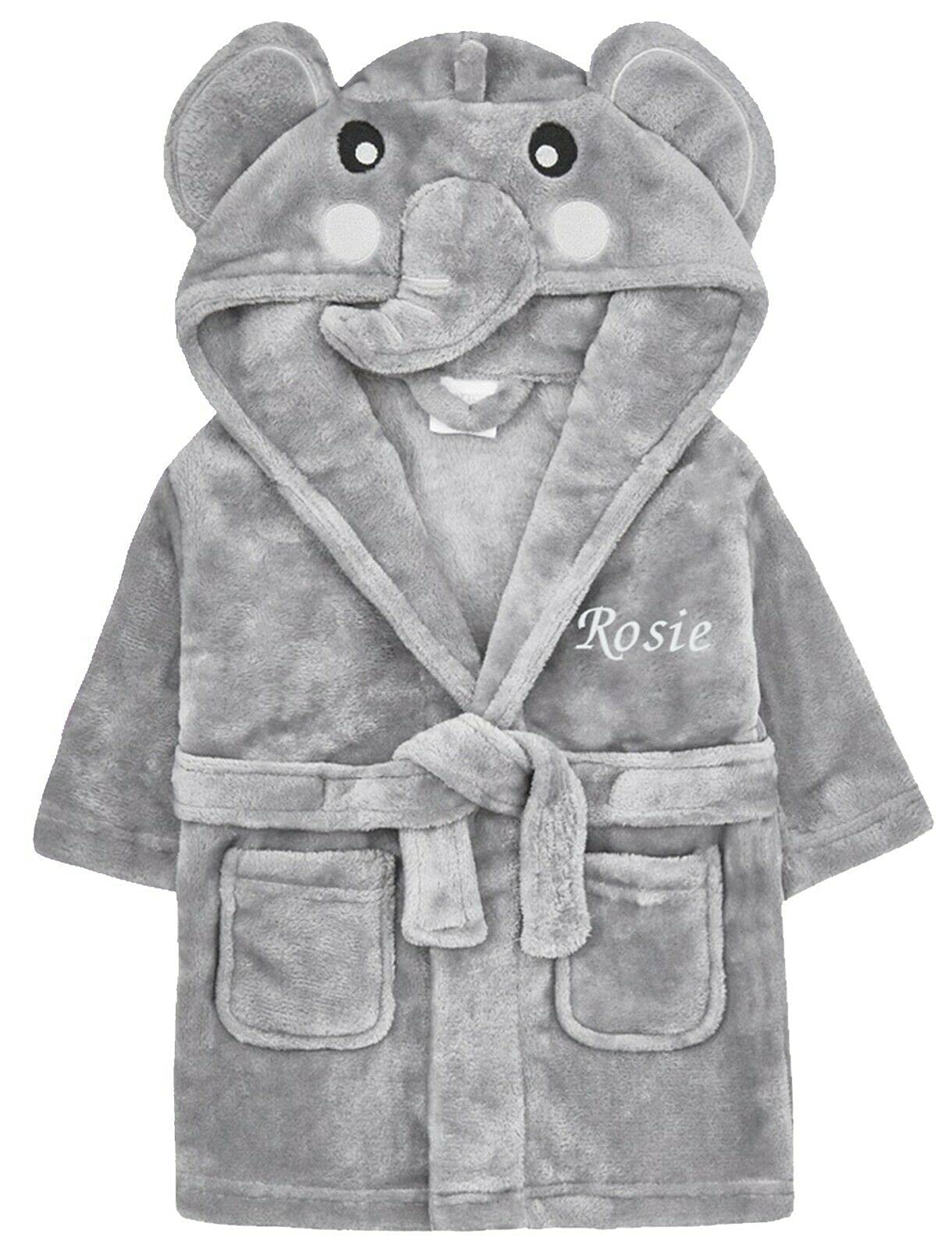 Boost Kid Essentials Girls Elephant Kids Essentials Boy Personalised Animal Dressing Gown Bathrobe Hooded Duck (, 0-6 Months)