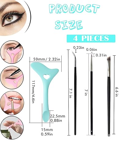 Miniatura 10 de DogieLyn Delineador de ojos de silicona con alas ultrafinas inclinadas, pincel delineador de ojos inclinado, pequeño delineador de alas finas para