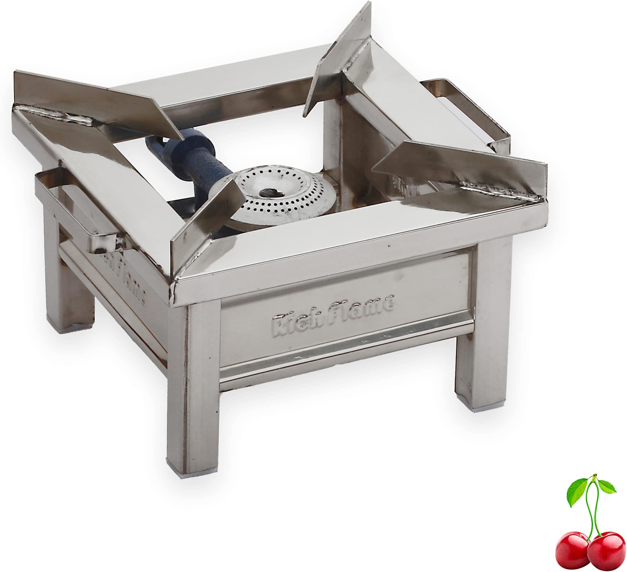 Rich Flame Gas Stove 1 Burners Steel | ISI Certified | Home & Kitchen Gas Chulha Commercial Single Gas Stoves Stainless Steel | Iron Single Burner | Canteen Bhatti | Cooktops LPG & PNG Compatible