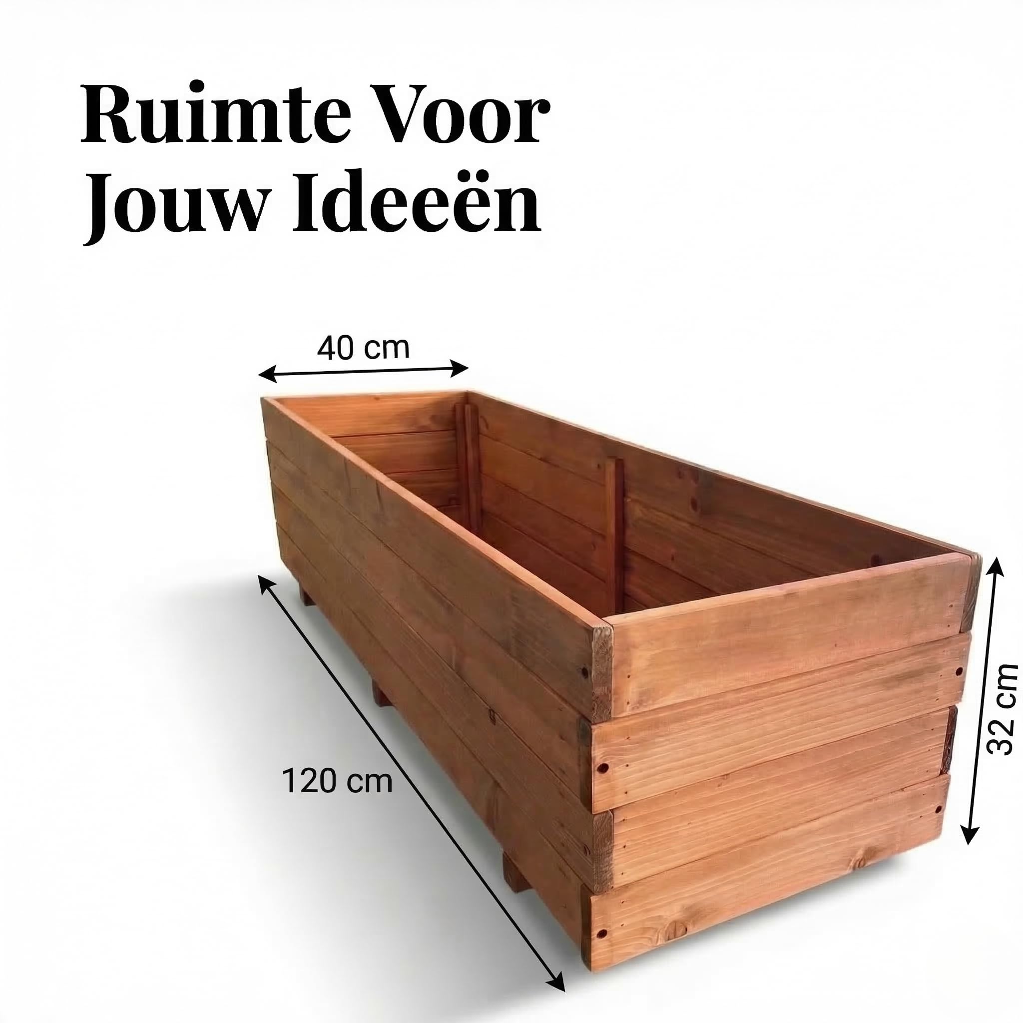 Jardinière en bois d'extérieur grande taille - Set de 4-120 x 40 x 32 cm - Jardinière rectangulaire en bois massif FSC résistant aux intempéries - Jardinière pour jardin, balcon et terrasse - Sac