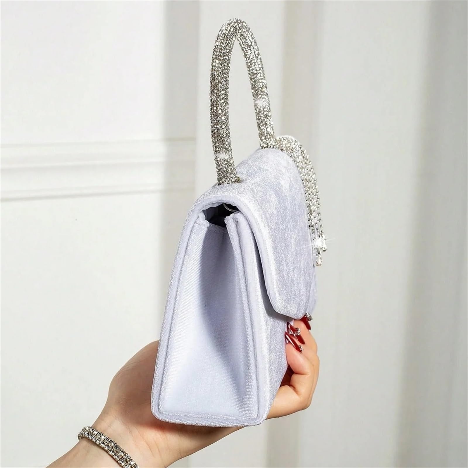 Borse Con Strass Borsa elegante e alla moda, graziosa pochette in velluto con nappa, borsa for ragazze festaiole, donna, adatta for feste, balli studenteschi, banchetti
