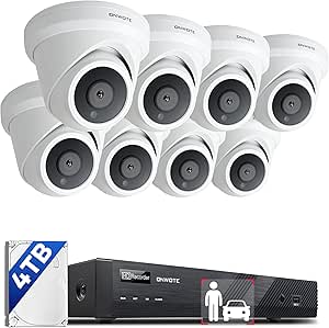ONWOTE NVR PoE Security Camera System 4K, 16 Channel 6K 12MP Commercial NVR 4TB, 8X 8MP 134° Wired Outdoor IP Cameras with Audio, AI Detection, 8X Cables (Total 480ft), CCTV Kits for Home Businesses asin的图片