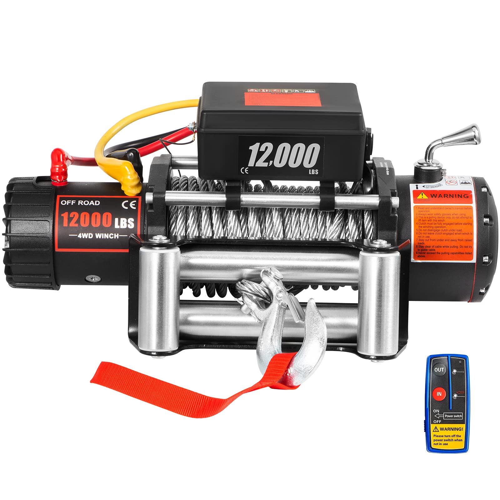 VEVOR Truck Winch 12000lbs Electric Winch 85ft/26m Steel Cable 12V