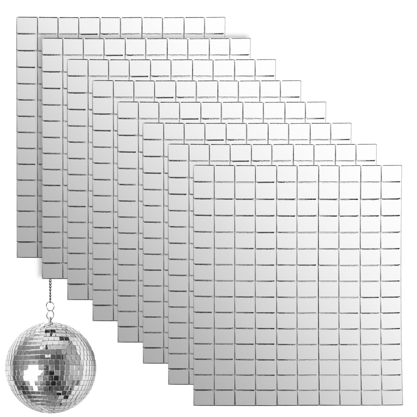 2100 Piastrelle Specchio Autoadesive 10x10 Mm – 14 Fogli, Per Palla Da Discoteca, Artigianato E Decorazioni