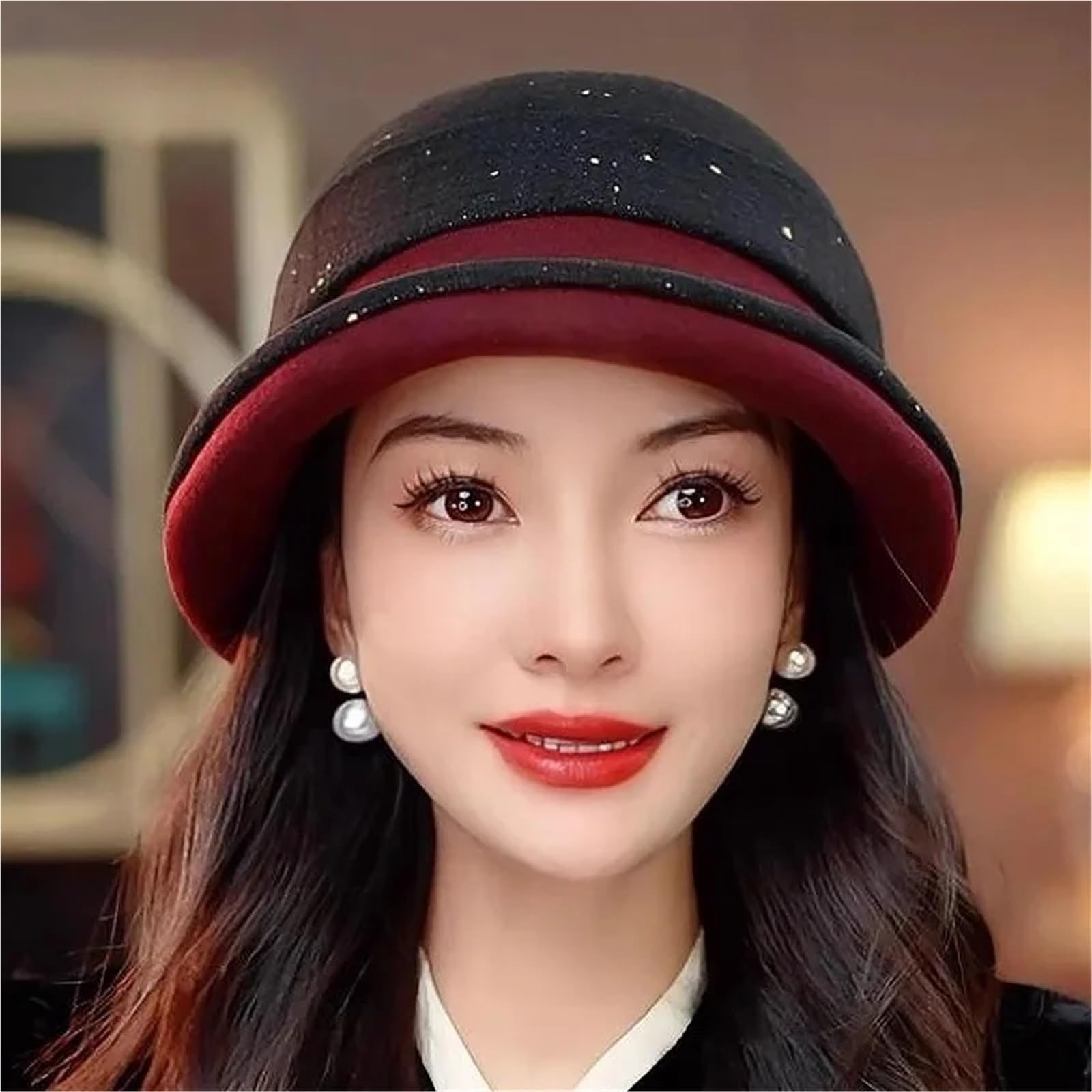 Cappelli a secchiello moda invernale Cappello a cloche in feltro donna Fedora in lana da Cappello stile bombetta