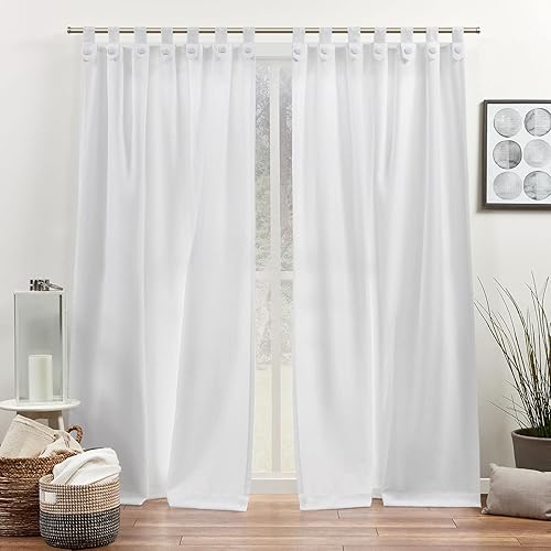 Exclusive Home Loha - Par de paneles de cortinas con pestaña superior, 54 x 96 pulgadas, color blanco invierno