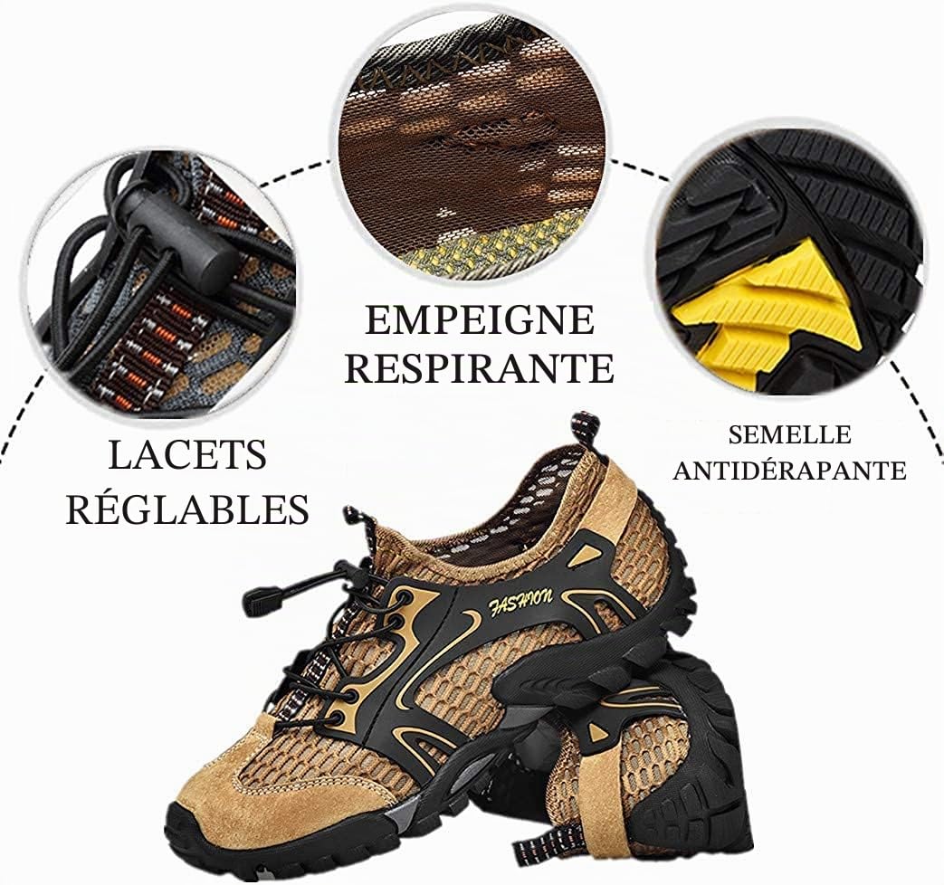 Asifn Hommes Chaussures D'eau Speed Dry Sports Chaussures d'eau Douce Randonnée Légère Outdoor Mesh Sandales Barefoot Training Marche