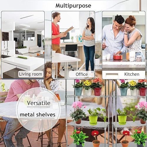 Miniatura 7 de Estantería de alambre de 5 niveles NSF de altura ajustable de acero utilitario de grado comercial con forro de estante estante de metal resistente