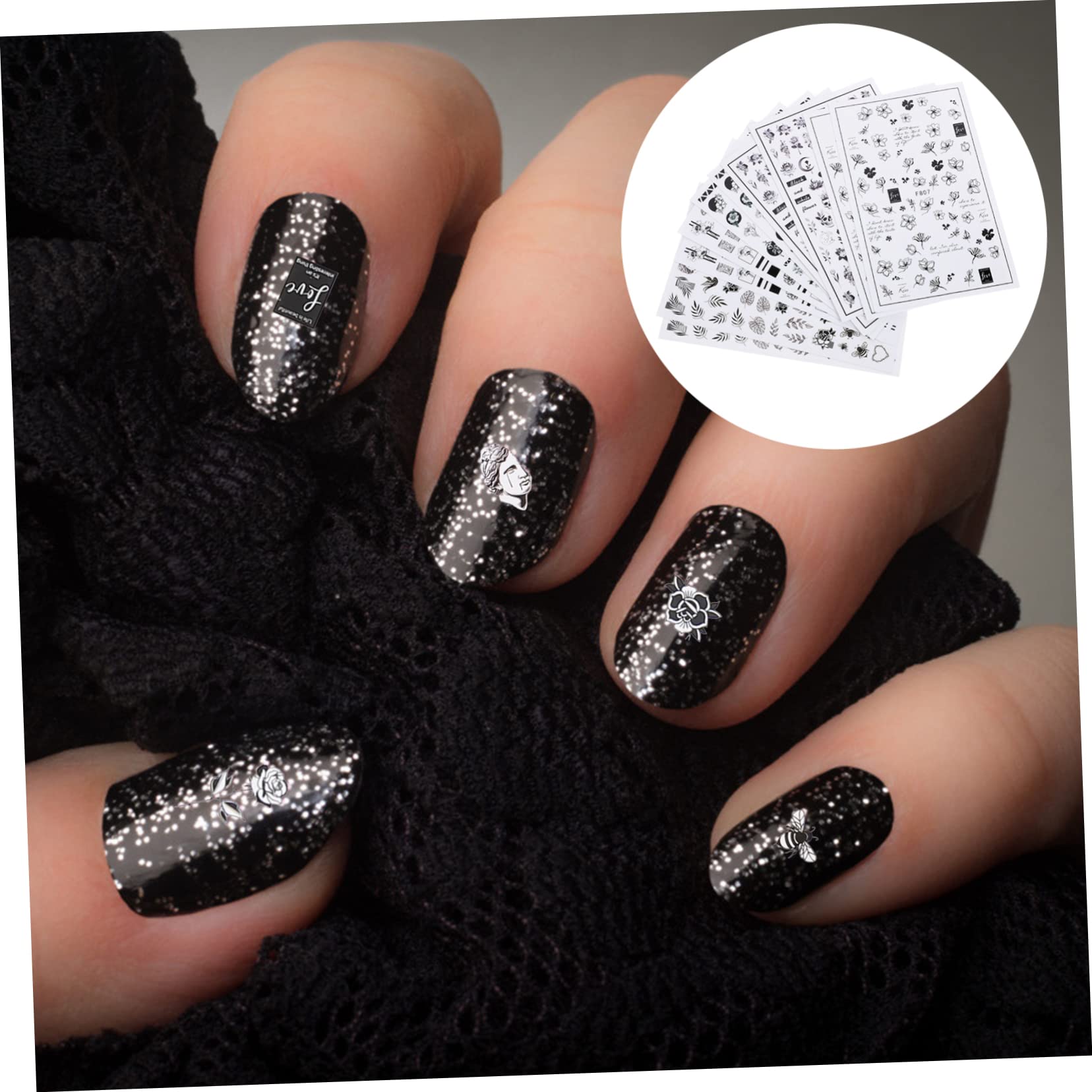 CALLARON 5 Set Adesivi Per Unghie Fiori Set Nail Art Autoadesivi Per Decorazioni Unghie Design E Sicuro E Accessori Creativi 10 Fogli*5