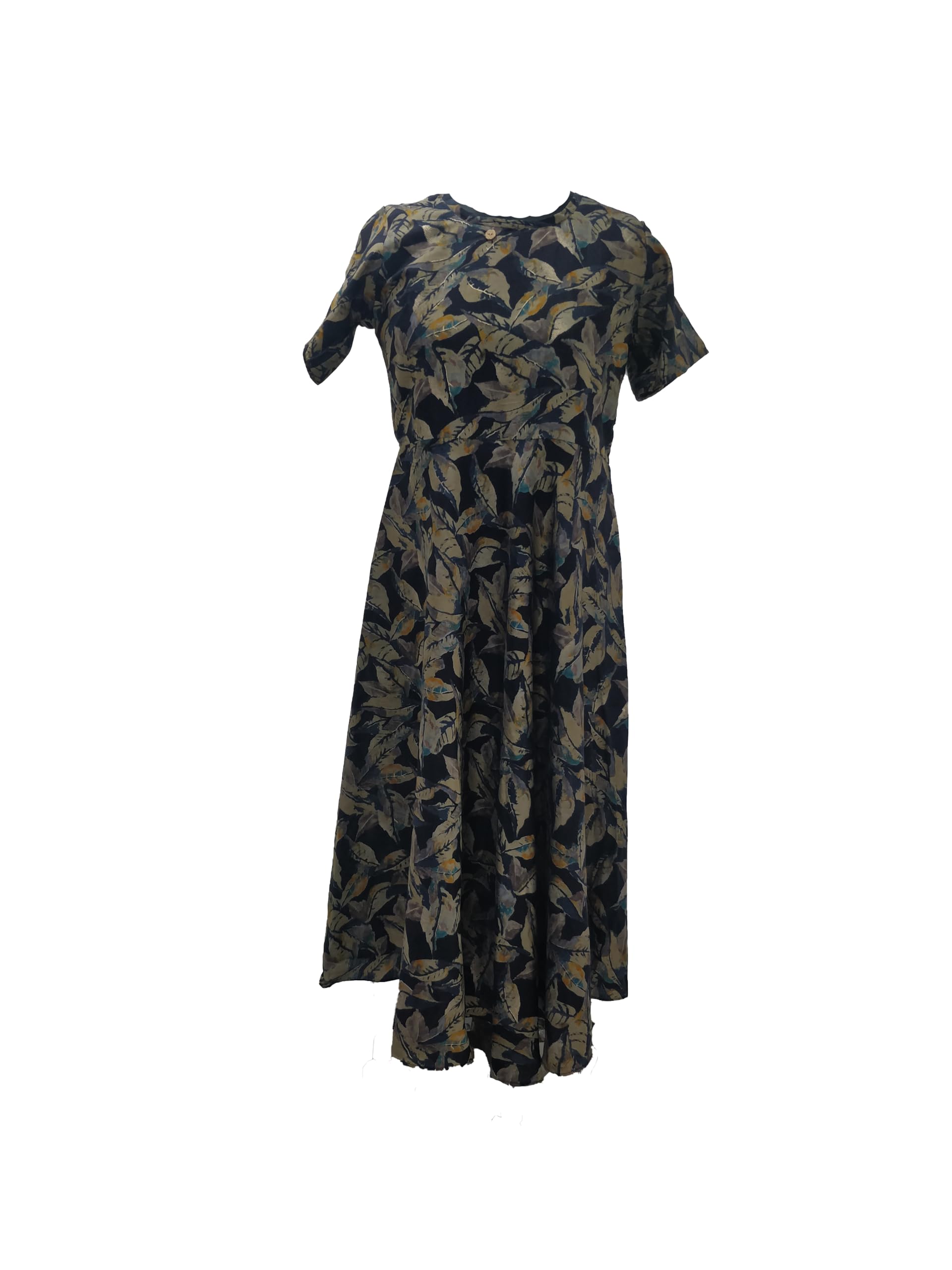 GenericWomen's MUSTED Leaf Printed Chanderi Stitched KRUTI Multicolour