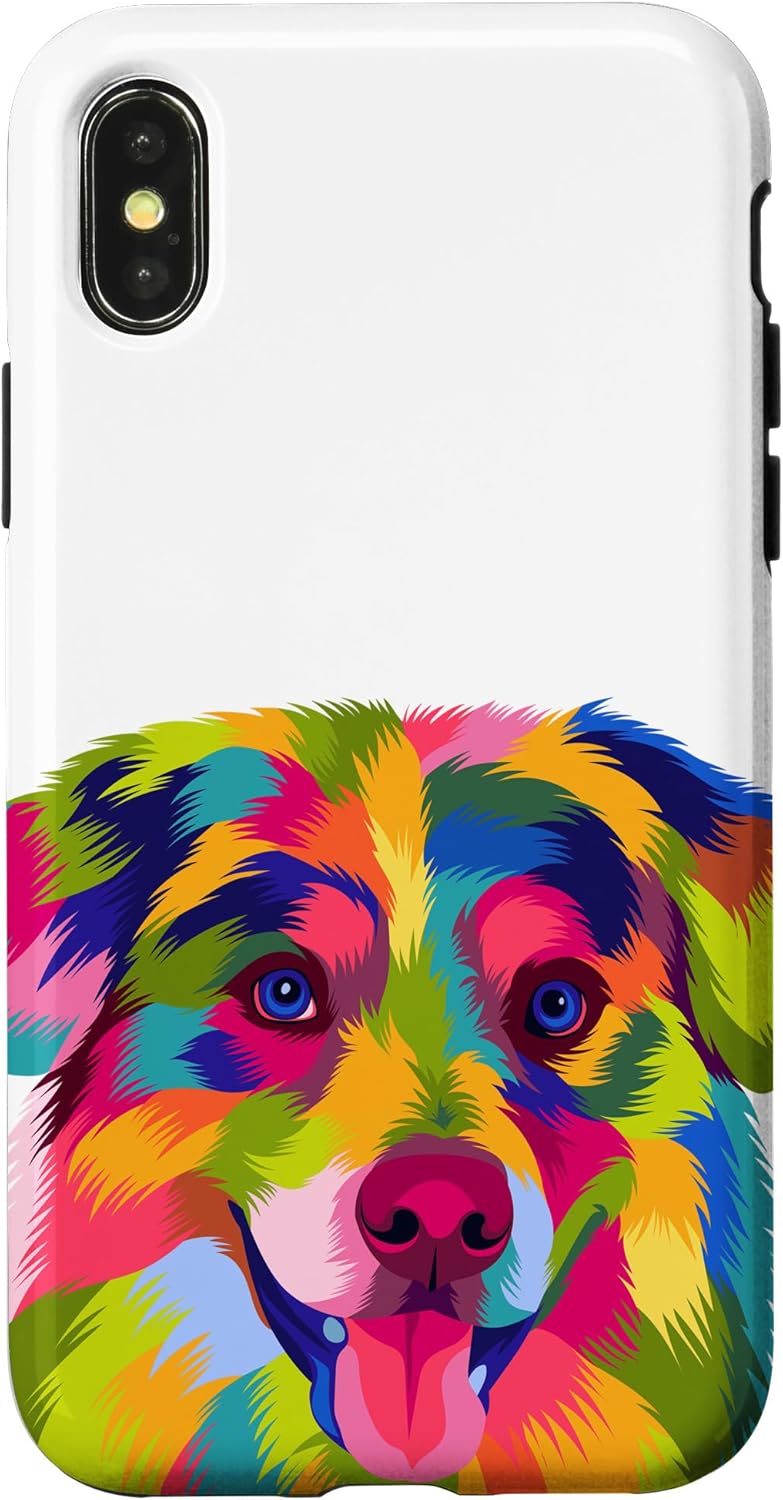 Colorful Pop Art Australian Shepherd Portrait Aussie Case for iPhone 14