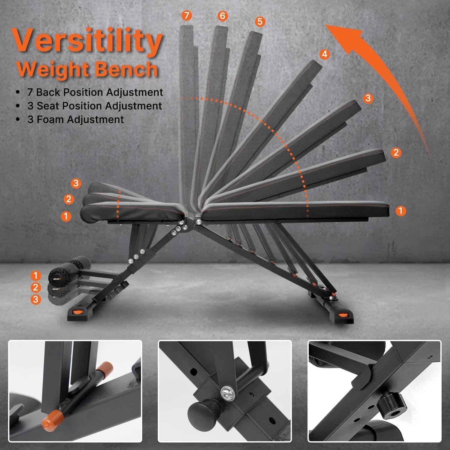 Ativafit Weight Bench Folding Strength Training Bench for Full Body Workout Incline Bench with Quick Folding& Fast Adjustment Decline Home Gym