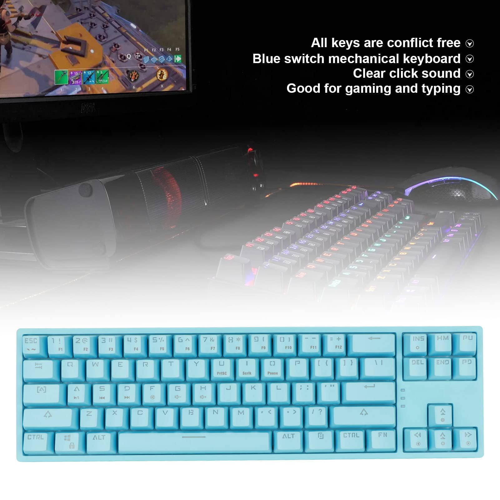 Cocoarm Tastiera Meccanica 71 Tasti, Interruttori Blue, RGB Type-C (BLUE)