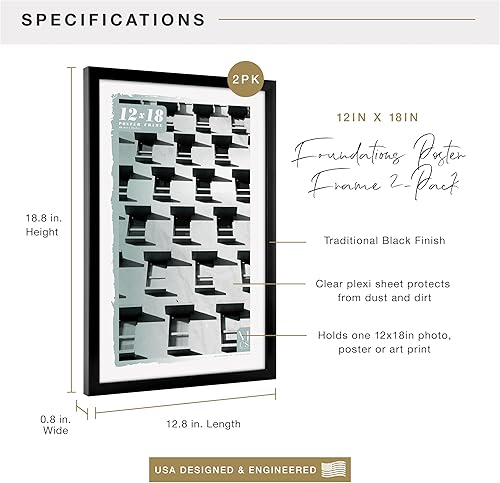 Vista 96 de MCS Gallery Foundation - Marco de póster, marco de fotos para arte de pared, negro, 16 x 20 pulgadas, individual