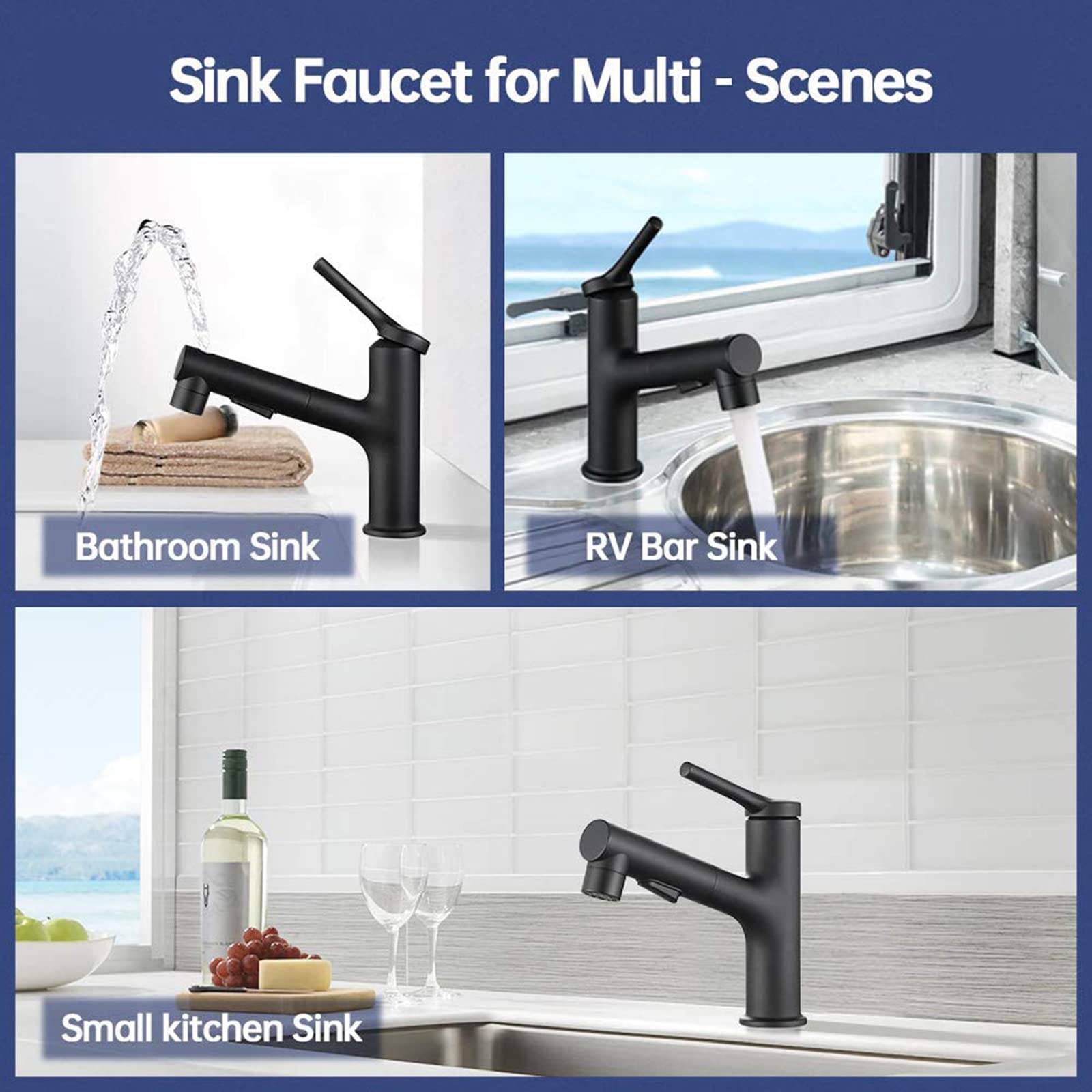 Grifo lavabo extraíble bimando de latón frío y caliente grifo mezclador lavabo Válvula De Cerámica Mezclador Baño Grifo para Lavabo, para baño,Un estandar